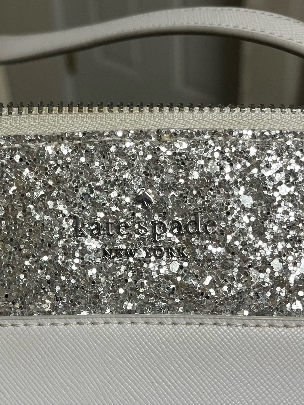 kate spade Light Grey Tote Bag with Silver Glitter Accent - Picture 4 of 9